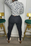 hulianfu Solid Color Cool Multi Pocket Jeans