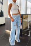 hulianfu Patchwork Pretty Regular Waist Jeans