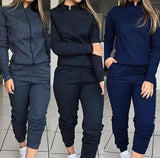 Hulianfu 2 Piece Set Spring Autumn Women Tracksuit Zipper Sweatshirt+Pants Sportwear Casual Women's Sports Suit Hoodies Set Female