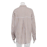 hulianfu Fashion Plaid Print Women'S Blouse Elegant Lapel Long Sleeve Office Shirts & Blouses Casual Loose Tops Female Clothing