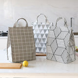 HULIANFU White plaid Cooler Functional Lunch Box Tote Insulated food storage containers Bento box Thermal Food Picnic Lunch Bag For kids