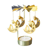 HULIANFU Silver Gold Candlesticks Rotating Romantic Rotation Spinning Carrousel Tea Light Candle Holder Dinner Wedding Bar Party