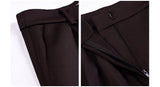 AEL Vintage Autumn Winter Women Pant Suit Dark Brown Loose Blazer Jacket & Wide Leg Pants   Office Suits Female Sets