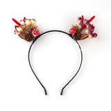 HULIANFU 2023 Christmas Headband Reindeer Antlers Horn Flower Hair Band Clasp Headwear for Kids Adult New Year Navidad Party Halloween Cosplay