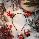 HULIANFU 2023 Christmas Headband Reindeer Antlers Horn Flower Hair Band Clasp Headwear for Kids Adult New Year Navidad Party Halloween Cosplay