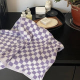 HULIANFU Luxurious Towels Plaid Retro Checkerboard Cotton Bathrobe Women Robe Soft Sleepwear Kimono Warm Bath Robes Coat Towel Homewear