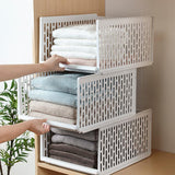 HULIANFU Stackable Wardrobe Drawer Cabinet Organizer Drawer Clothes Closet Storage Box Shelves Plastic Layered Partitions Storage Rack