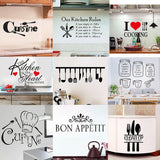 HULIANFU Kitchen Wall Stickers Vinyl Wall Decals for Kitchen English Quote Home Decor Art Decorative Stickers PVC Dining Room For Bar PVC