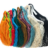 HULIANFU Portable Reusable Grocery Bags Fruit Vegetable Bag Washable Cotton Mesh String Organic Organizer Handbag Short Handle Net Tote