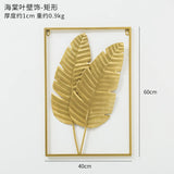 HULIANFU Nordic Metal Leaf Plant Wall Decor Wrought Iron Wall Hanging Non-perforated Wall Mural Living Room Bedroom Home Decoration Hot