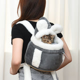 HULIANFU Lovely Pet Carrying Dog Cat Carrier Backpack Warn Plush Travel Bag Chest Pack Breathable Cat Upgrade Transport Backpack ZH847
