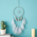 HULIANFU Original silver gray dream catcher 2 ring Indian feather hanging art gifts to bestie friends creative valentine's day gifts