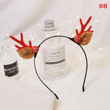 HULIANFU 2023 Christmas Headband Reindeer Antlers Horn Flower Hair Band Clasp Headwear for Kids Adult New Year Navidad Party Halloween Cosplay