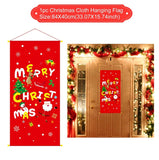 HULIANFU Merry Christmas Hanging Flag Christmas Decorations For Home Door Christmas Ornaments Xmas Gifts Navidad Decor 2023 New Year