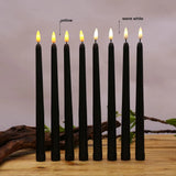 HULIANFU Pack of 6 Black/White LED Birthday Candles,Yellow/Warm White Plastic Flameless Flickering Battery Operated LED Halloween Candles