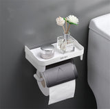 HULIANFU Wall Mount Roll Paper Storage Rack Multi-function Toilet Paper Holder Rack Bathroom Rack Shelves 3 Colors