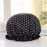 HULIANFU Waterproof Shower Cap Double Layer Elastic Bath Hat Bathing Cap For Women Spa Bathing Accessory Hair Salon Bathroom Product