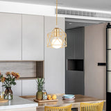 HULIANFU Modern LED Pendant Light Iron Gold Black Minimalist  Metal Cage Pendant Lamp Living Room Restaurant Shop Bar Fixture Decoration