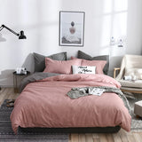 HULIANFU Nordic Style Pink Heart Bedding Set Cover Cute Bed Linens Duvet Cover Sheets and Pillowcases Queen King Size Home Textile Sets