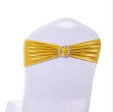 HULIANFU Wedding Spandex Chair Sash Hot Sale Shiny Metallic Lycra Bands Ribbon With Round Buckle Birthday Party Hotel Decoration