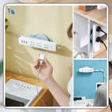 HULIANFU Self-Adhesive Power Strip Holder with Cable Organizer, Wall Mount Patch Panel Socket Holder Home Organizer Remote Holder