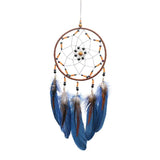 HULIANFU Mini Car Dream Catcher Beaded Natural Feathers Handcraft Chic Hanging Ornaments Mirror Room Bedroom Wall Decor