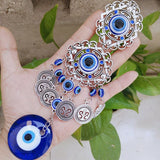 HULIANFU Turkish Blue Eyes Amulet Wall Protection Hanging Decoration Lucky Pendant Wind Chimes Hanging Ornament Garden Home Decorations