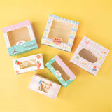 HULIANFU StoBag 5pcs Egg Yolk Crisp Cookie Baking Packing Box Donuts Chocolate Gift Clear Window Birthday Christmas Event &amp; Party Favors