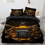 HULIANFU Interesting Cartoon Whisky Bedding Set Jack Daniels Duvet Cover Set Pillowcase Comforter Sets For Aldults Gift US EU AU UK Size