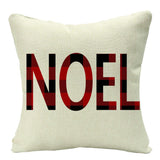 HULIANFU Linen Red Scottish Plaid Christmas Cushions Case Reindeer Trees Snowflakes Print Christmas Decorative Pillows for Sofa Couch Bed