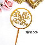 HULIANFU Wedding Cake Topper Acrylic Bride to be Cake Decorations Mariage Anniversary Birthday Party Baking Dessert Cake Top Flag Cupcake