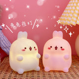 HULIANFU W&amp;G Kawaii Night Light Cartoon Creative Night Light Unplugged Bunny Decoration Bedroom Bedside Lamp Desk Lamp Home Decoration