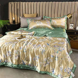 HULIANFU Summer Blanket Ice Silk Quilt Cool Feeling Nap Knee Air Conditioning Quilt Adult Children Washable Bedding
