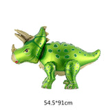 HULIANFU Large 4D Walking Dinosaur Foil Balloons Jungle Animal Boys Birthday Party Decors Jurassic  Standind Dragon Kids Toys Air Globos