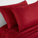 HULIANFU Sheet Set 4 In 1 Fitted Bed Sheet Pillowcases Flat Bed Sheet Stripe Coverlet Ues for Hotel home ( No Filler/Quilt Cover Inside )