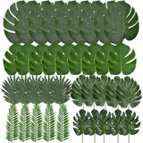 HULIANFU Tropical Palm Leaves Summer Monstera Artificial Silk Turtle Leaves For Home Hawaiian Luau Beach Wedding Party Decor Fake Plants