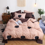 HULIANFU Nordic Duvet Cover Set Leaf Striped Star Bedding Set Single Double Queen King Size240x220 Simple Polyester Quilt Cover Bed Sheet