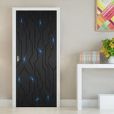 HULIANFU  PVC Self-Adhesive Waterproof Door Sticker Modern 3D Abstract Line Mural Wallpaper Living Room Study Home Decor Art Door Poster