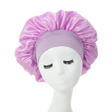 HULIANFU Women Night Sleep Hair Caps Silky Bonnet Satin Double Layer Adjust Head Cover Hat For Curly Springy Hair Styling Accessories