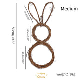 HULIANFU New Easter Bunny Wreath Decoration DIY Folded Rattan Wreath Base Easter Decorations For Home Handmade Rabbit Farmhouse Decor