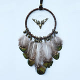 HULIANFU Original silver gray dream catcher 2 ring Indian feather hanging art gifts to bestie friends creative valentine's day gifts