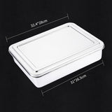 HULIANFU Thicken Stainless Steel Storage Tray with Lid Rectangle Food Plate Flat Bottom Dish Bakeware Cake Bread Baking Pan Kitchen Tools