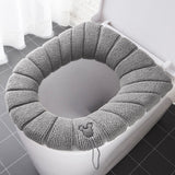 HULIANFU Winter Warm Toilet Seat Cover Closestool Mat 1Pcs Washable Bathroom Accessories Knitting Pure Color Soft O-shape Pad Bidet Cover