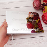 HULIANFU Personalized Wedding Signature Guestbooks Custom Acrylic Silver Mirror Souvenir Blank Books Party Favors Gifts Engagement Decor