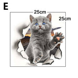 HULIANFU Toilet Stickers 3D Cat Vivid Wall Sticker  Fashion Lovely Animal Pvc Waterproof Decal For Bathroom Toilet Kicthen Decorative