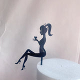 HULIANFU New High Heels Lady Happy Birthday Acrylic Cake Topper Wedding Girls Cake Toppers for 16 18 21 Birthday Party Cake Decorations