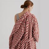 HULIANFU Luxurious Towels Plaid Retro Checkerboard Cotton Bathrobe Women Robe Soft Sleepwear Kimono Warm Bath Robes Coat Towel Homewear