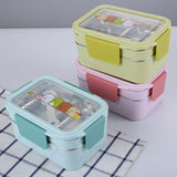 HULIANFU Portable Stainless Steel Lunch Box Double Layer Cartoon Food Container Box Microwave Bento Box for Kids Children Picnic School