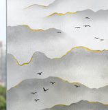 HULIANFU Landscape pastoral pattern window frosted glass sticker opaque toilet anti-lighting bathroom film anti-peep shading window paper