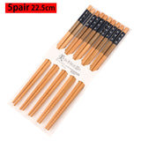 HULIANFU Reusable 5 Pair Set Handmade Bamboo Japanese Style Natural Wood Chopsticks Sushi Food Cat Flower Multi Color Wooden Chop Sticks